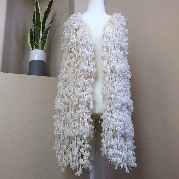 Blu Pepper Jackets & Blazers - Blu Pepper Cream Crochet Boho Vest